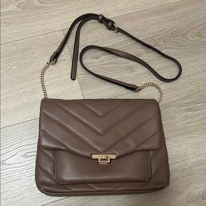 A New Day - Brown Quilted Shoulder Bag